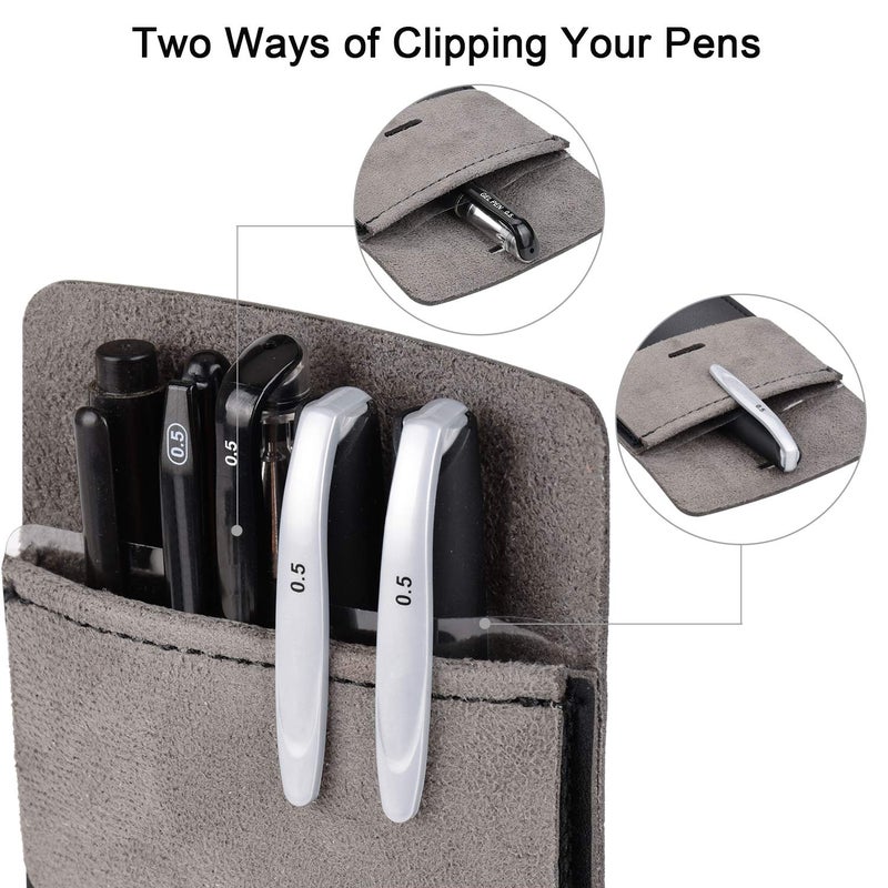 Cacturism Pocket Protector, 4 Pack Premium PU Leather Men Women Pen Holder Pouch Pocket Organizer For Shirts, Lab Coats, Pants; Multi-Purpose-Holds Pens, Pointers, Pencils, Ruler, Tools (Black 4 Pcs) - Image 2